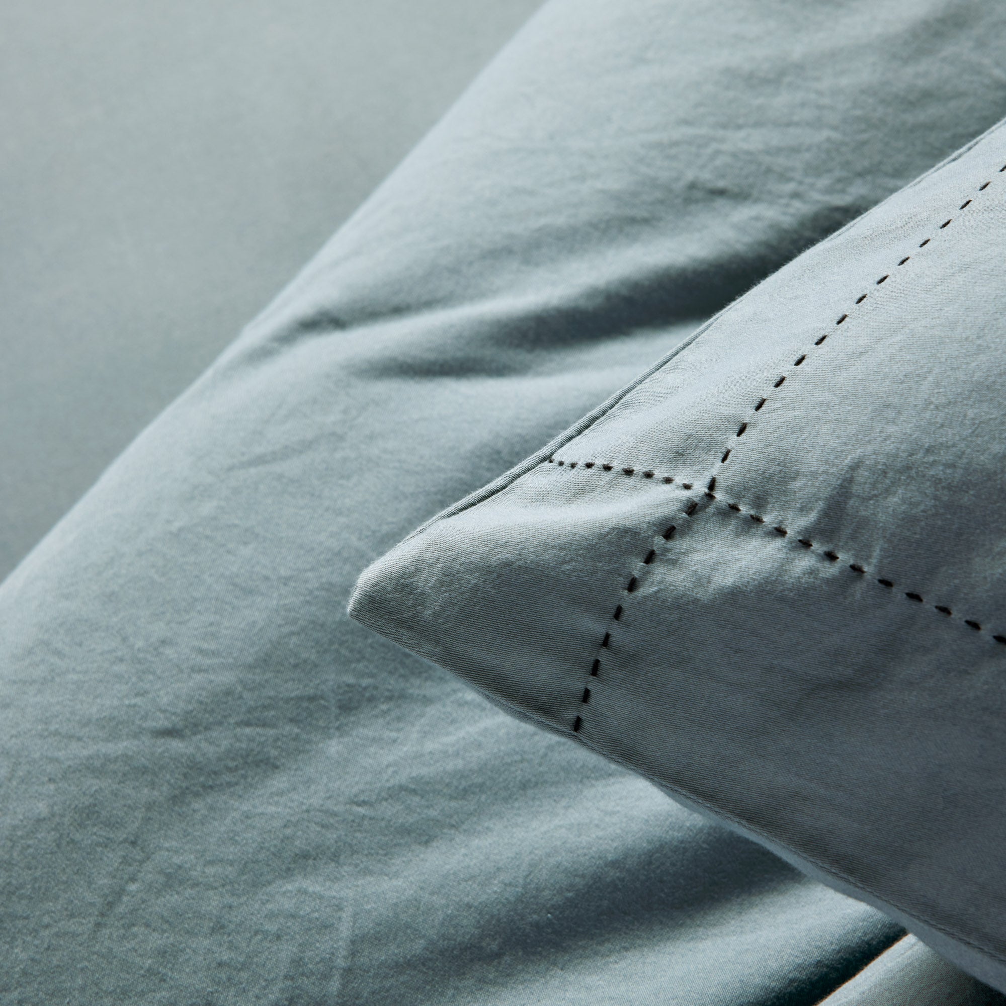 Housse de couette ANOUK jade et point sellier noir