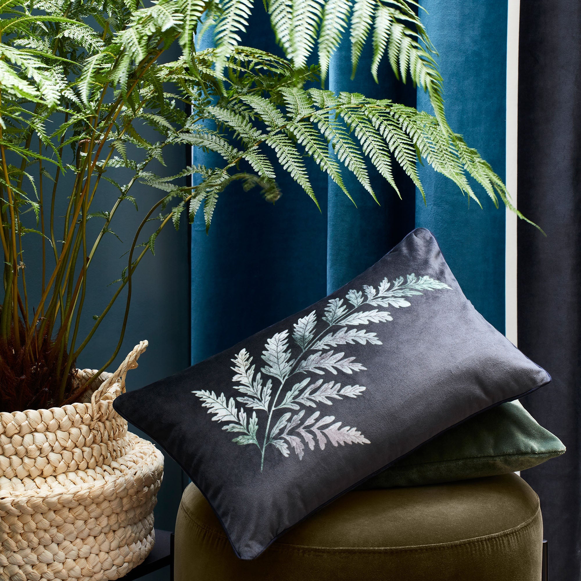 Housse de coussin FOLHA noir multicolore