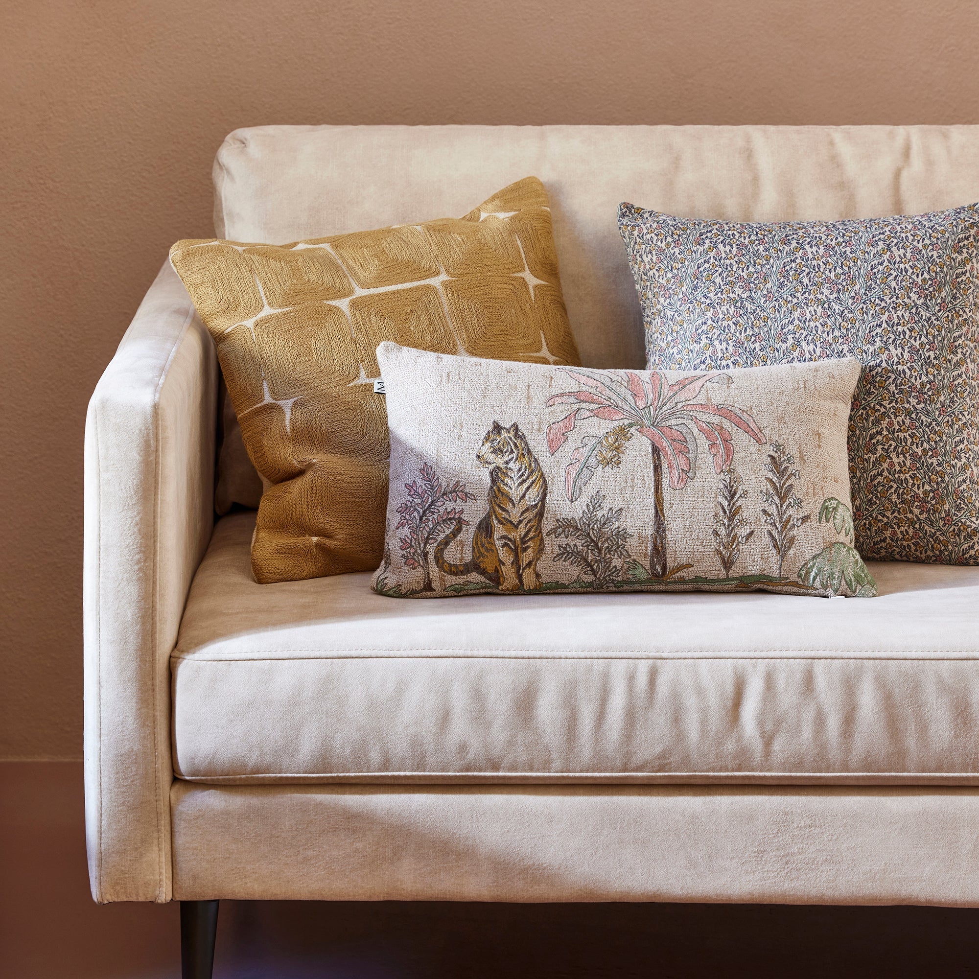 Housse de coussin KARTY naturel jaune doré