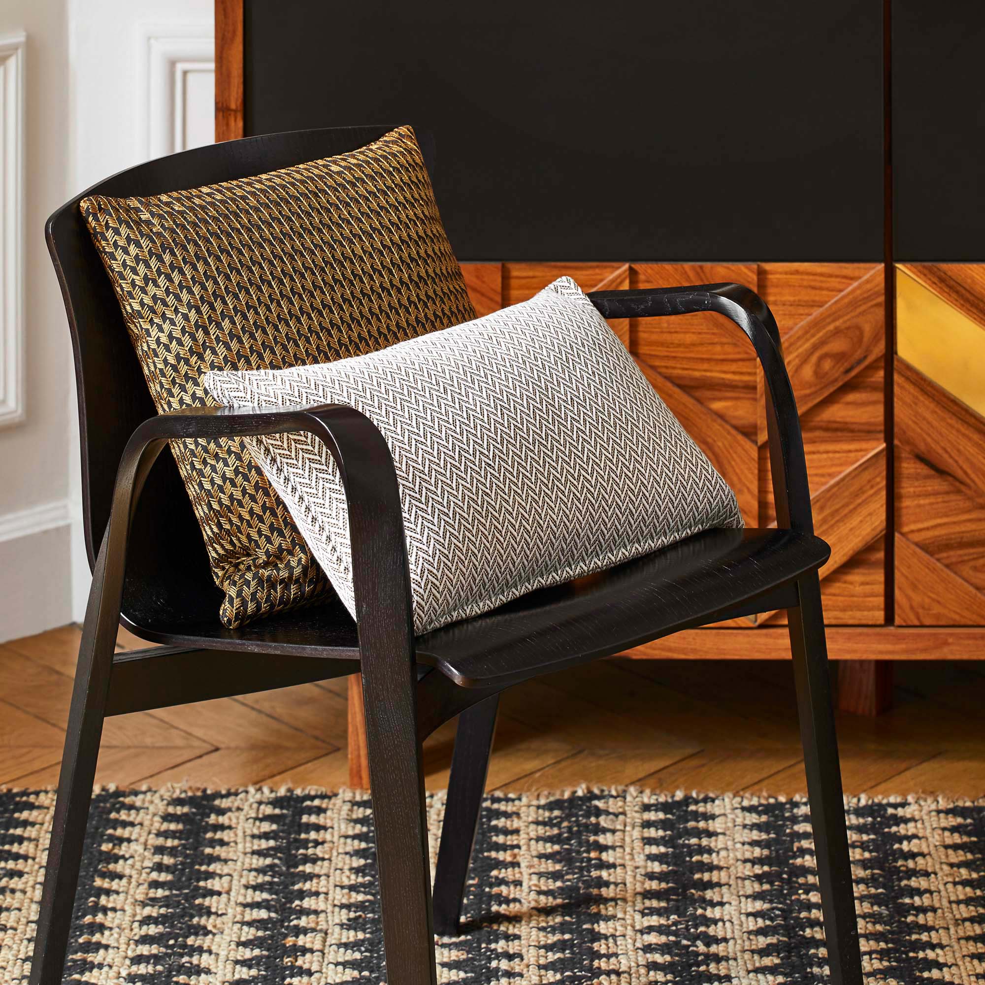Housse de coussin OCTAVE noir et mordoré