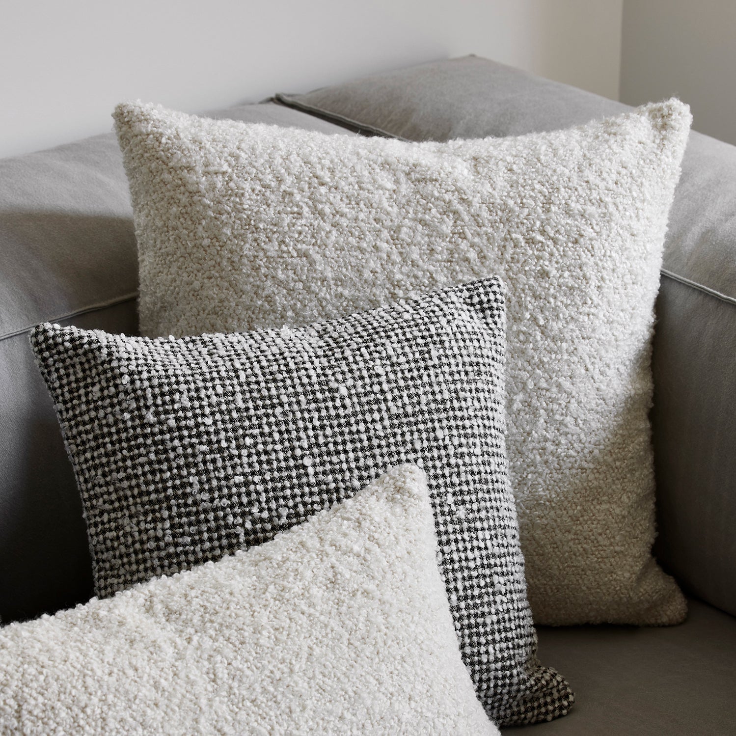 Housse de coussin PIETRO ivoire et noir
