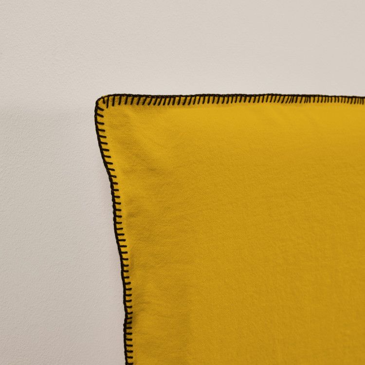 Housse de tête de lit NINO ocre et feston noir