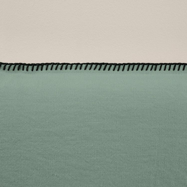 Housse de tête de lit NINO vert de gris et feston noir