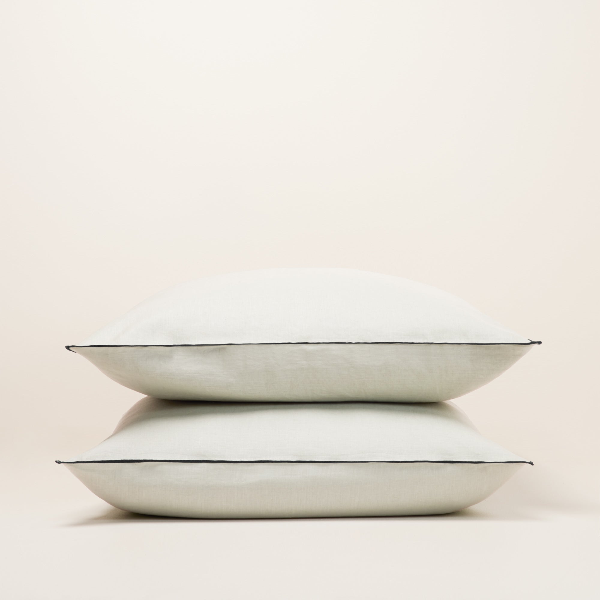 Lot de 2 taies d'oreiller CARLINA calcaire et bourdon noir