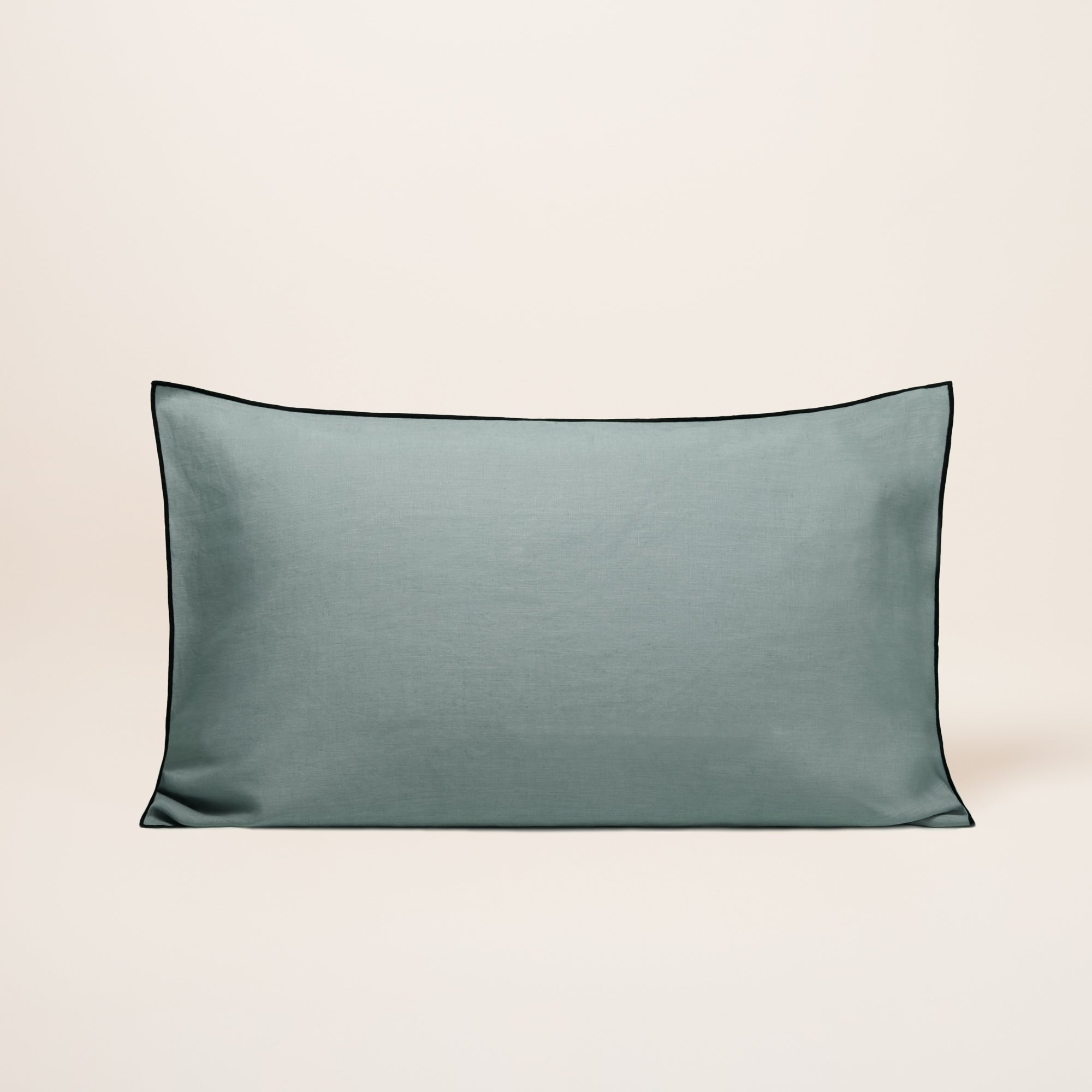 Lot de 2 taies d'oreiller CARLINA vert de gris et bourdon noir