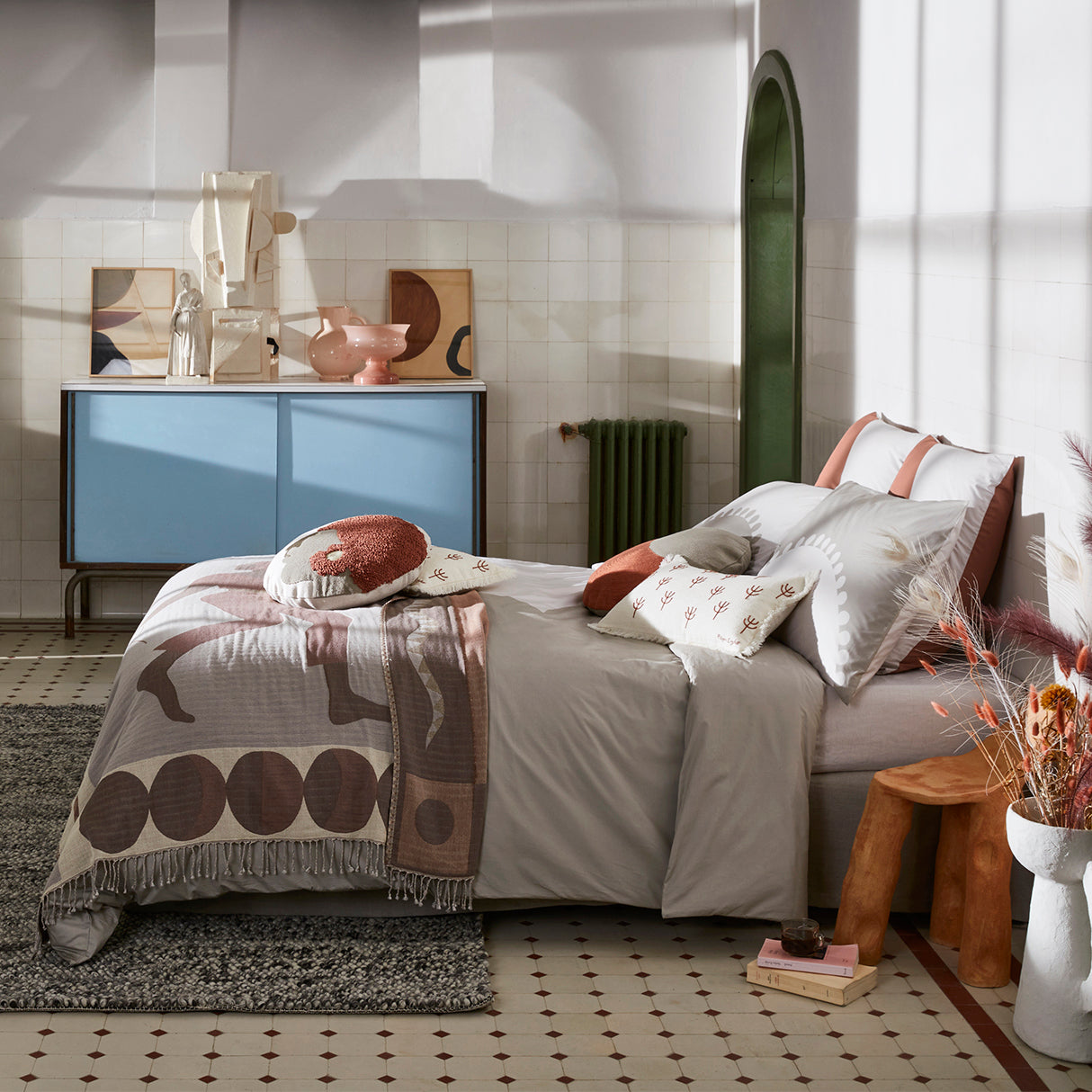 Plaid DIANA naturel et terracotta