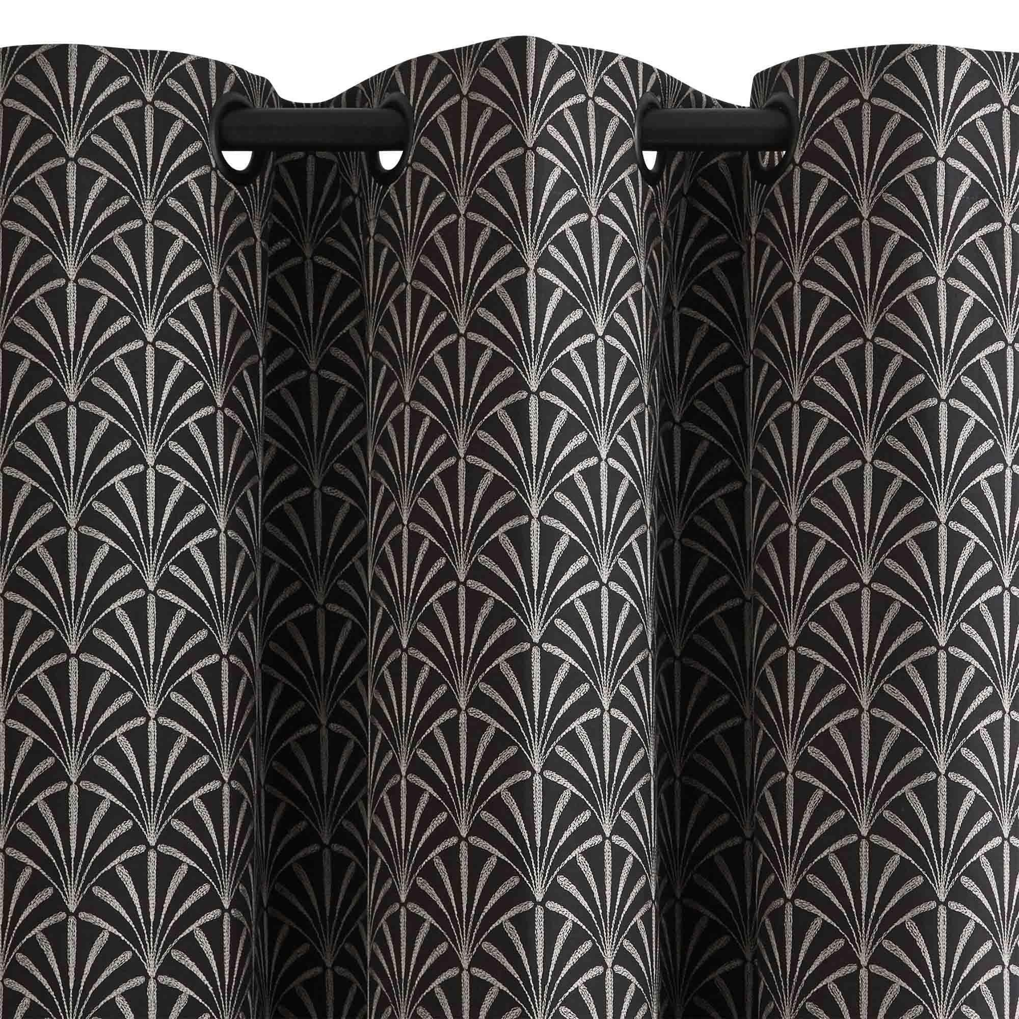 Rideau à oeillets noirs doublé ARDECO noir et nickel