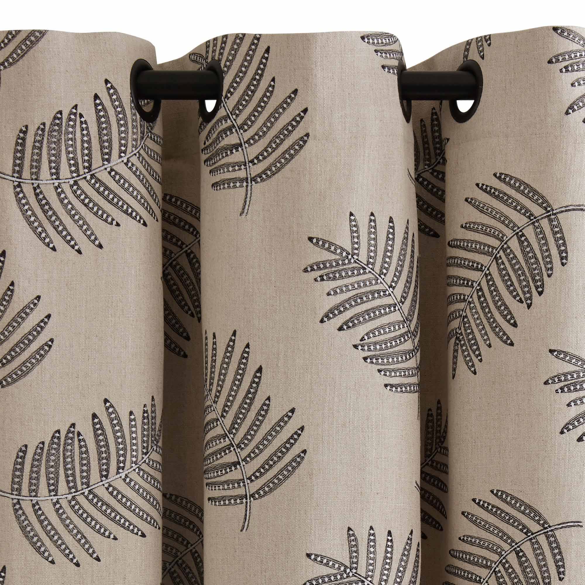 Rideau à oeillets noirs FILICO beige et noir