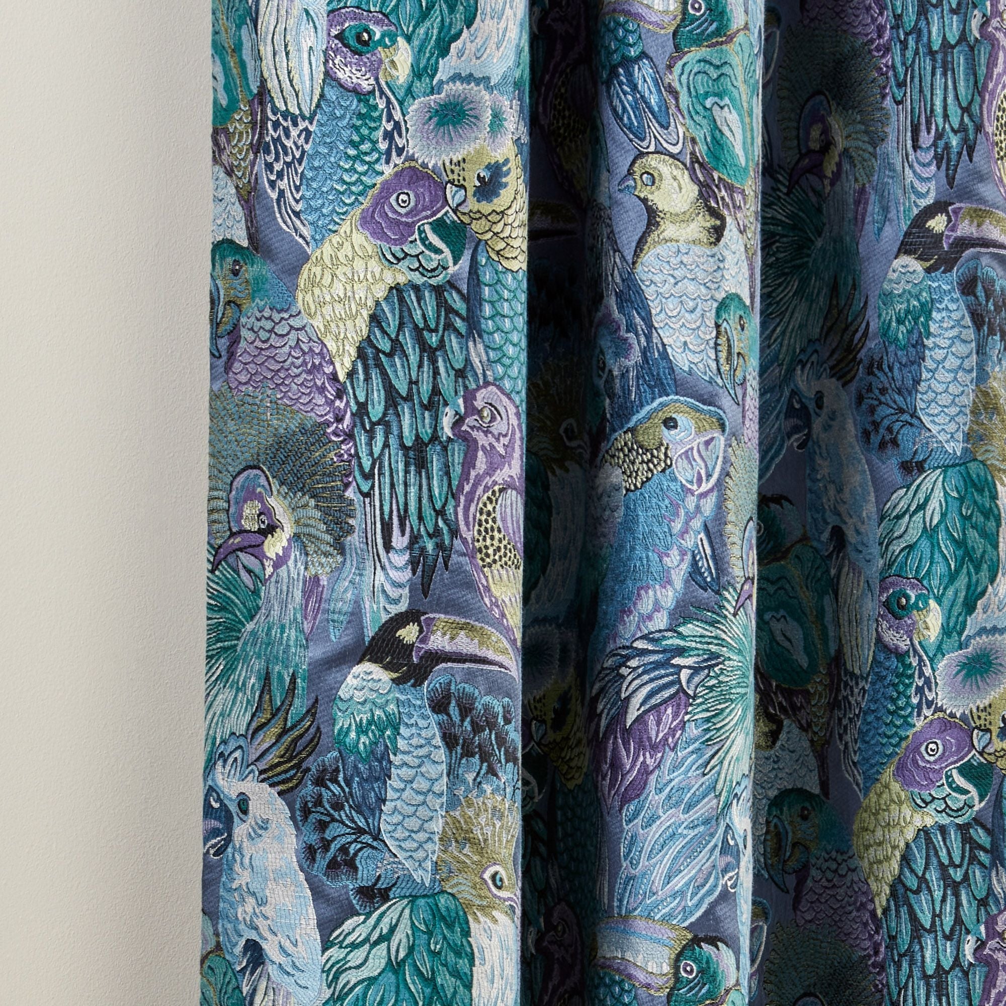 Rideau à oeillets JUNGLE BIRDS cobalt
