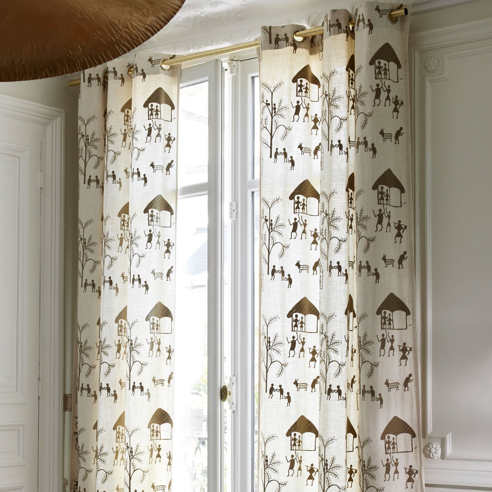 Rideau à oeillets KANOUR naturel et beige