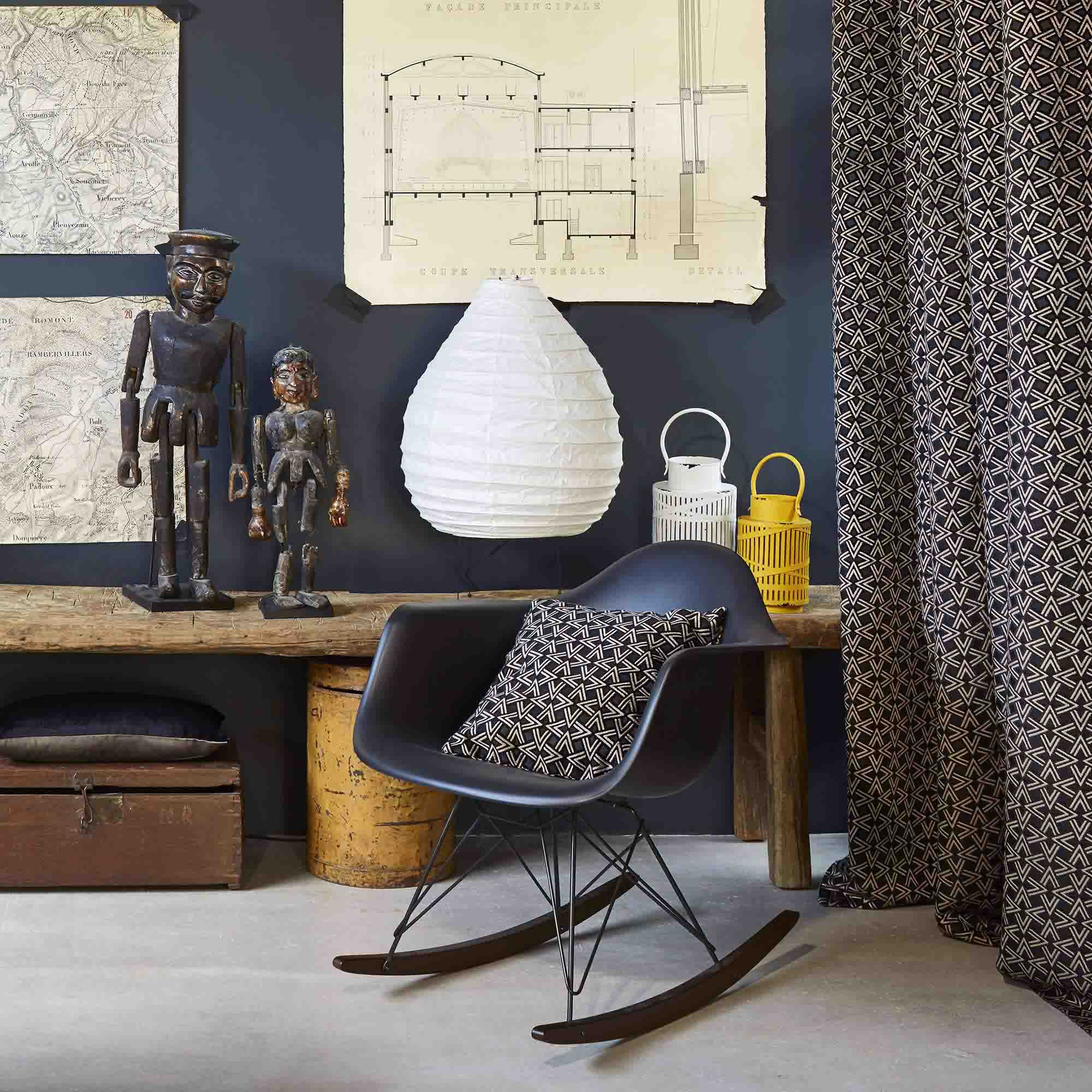 Rideau à oeillets OSCAR noir et taupe