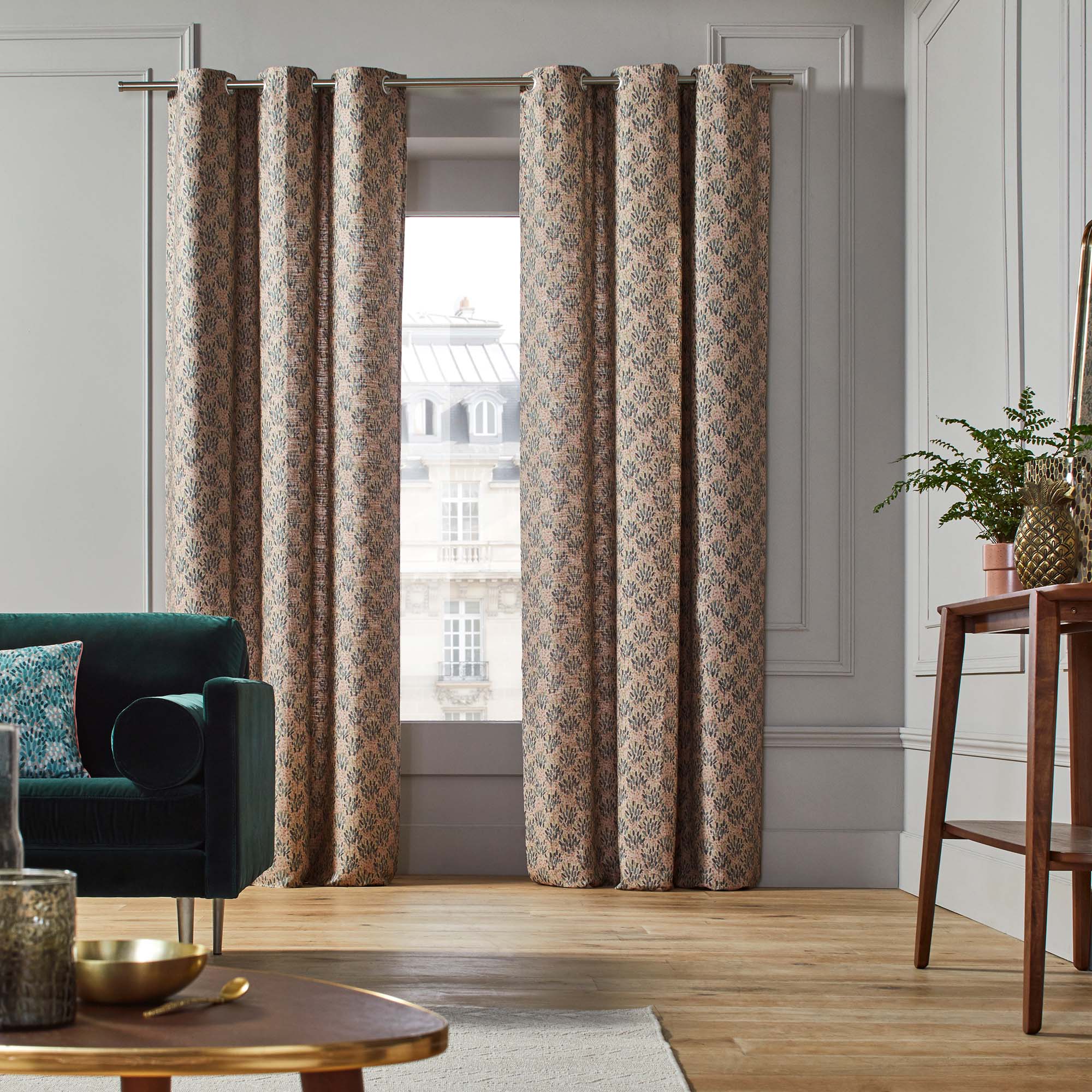 Rideau à oeillets SIDONY taupe multicolore