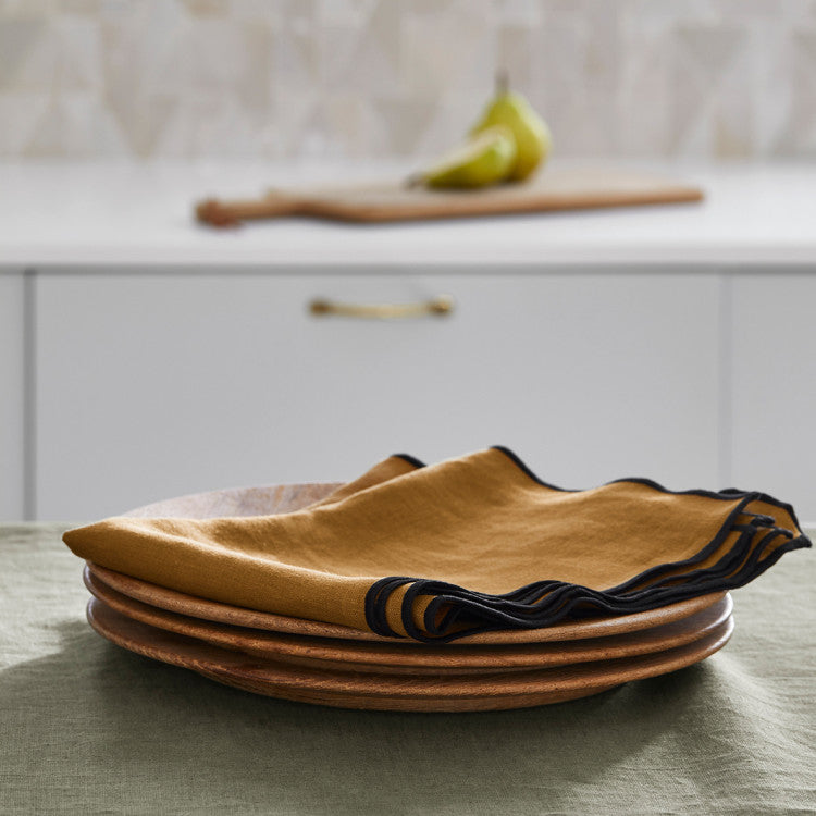 Serviette de table CARLINA bronze et bourdon noir
