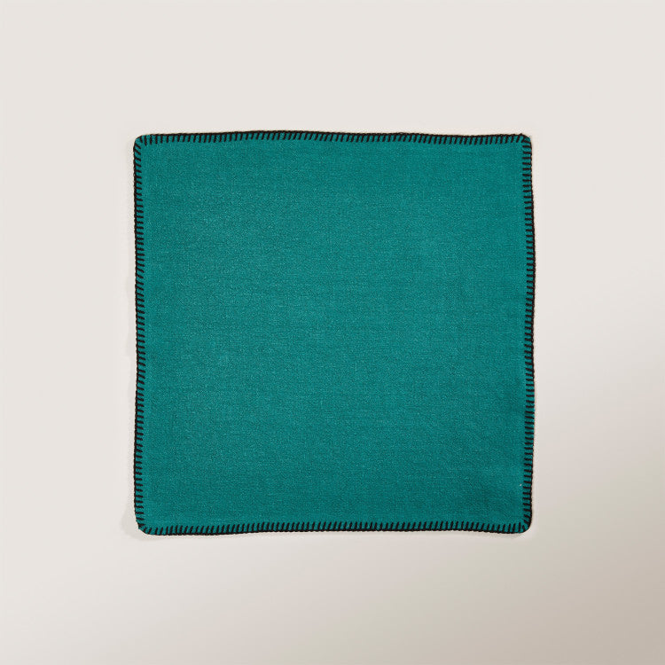 Serviette de table NINO lagon et feston noir