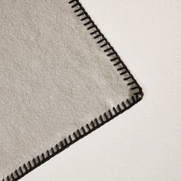 Serviette de table NINO ficelle et feston noir