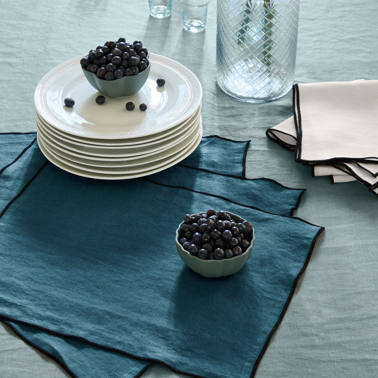 Set de table CARLINA pétrole et bourdon noir