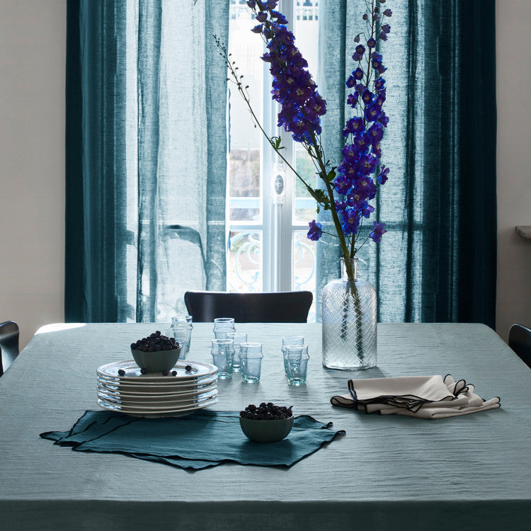 Set de table CARLINA pétrole et bourdon noir