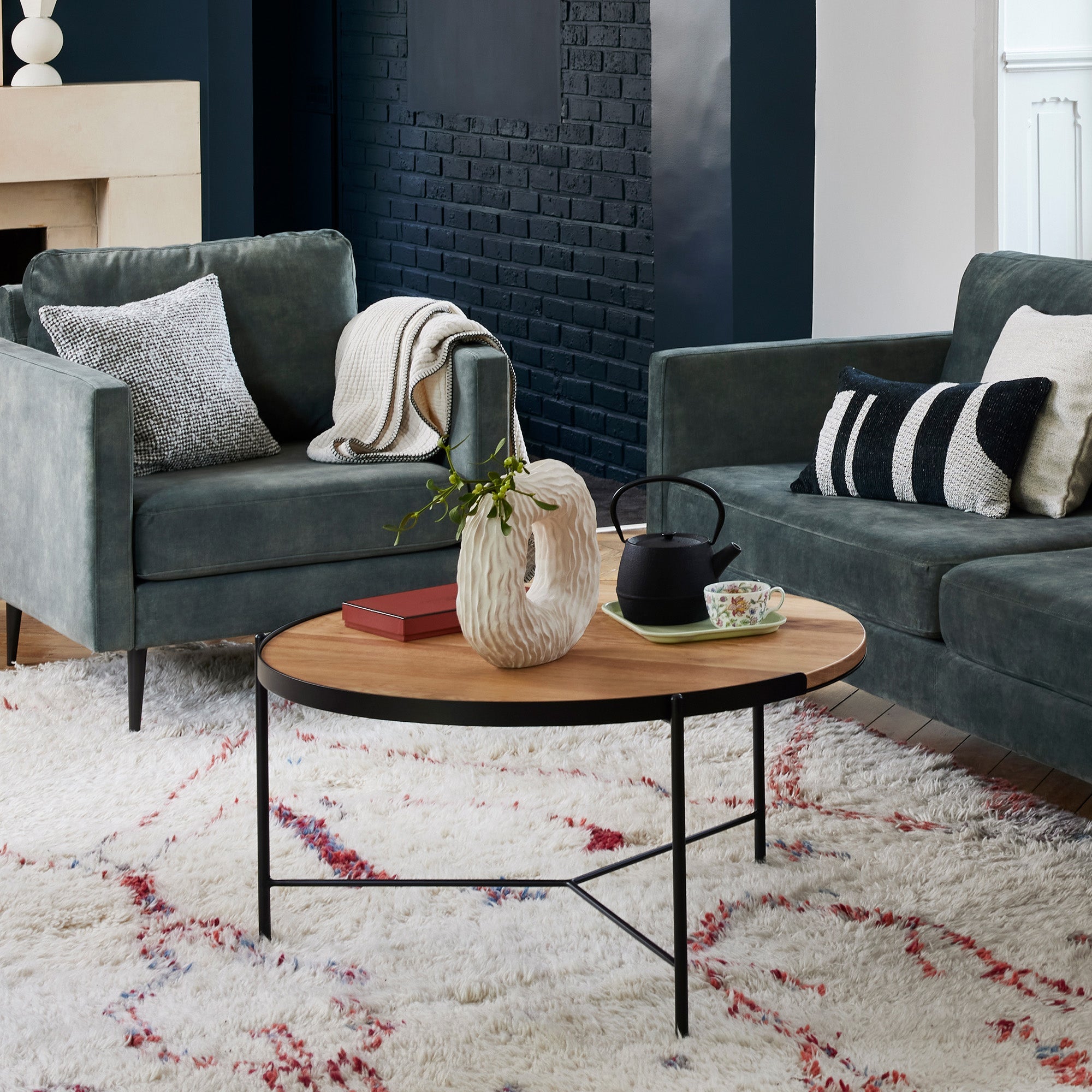 Table basse ABBY bois et noir mat