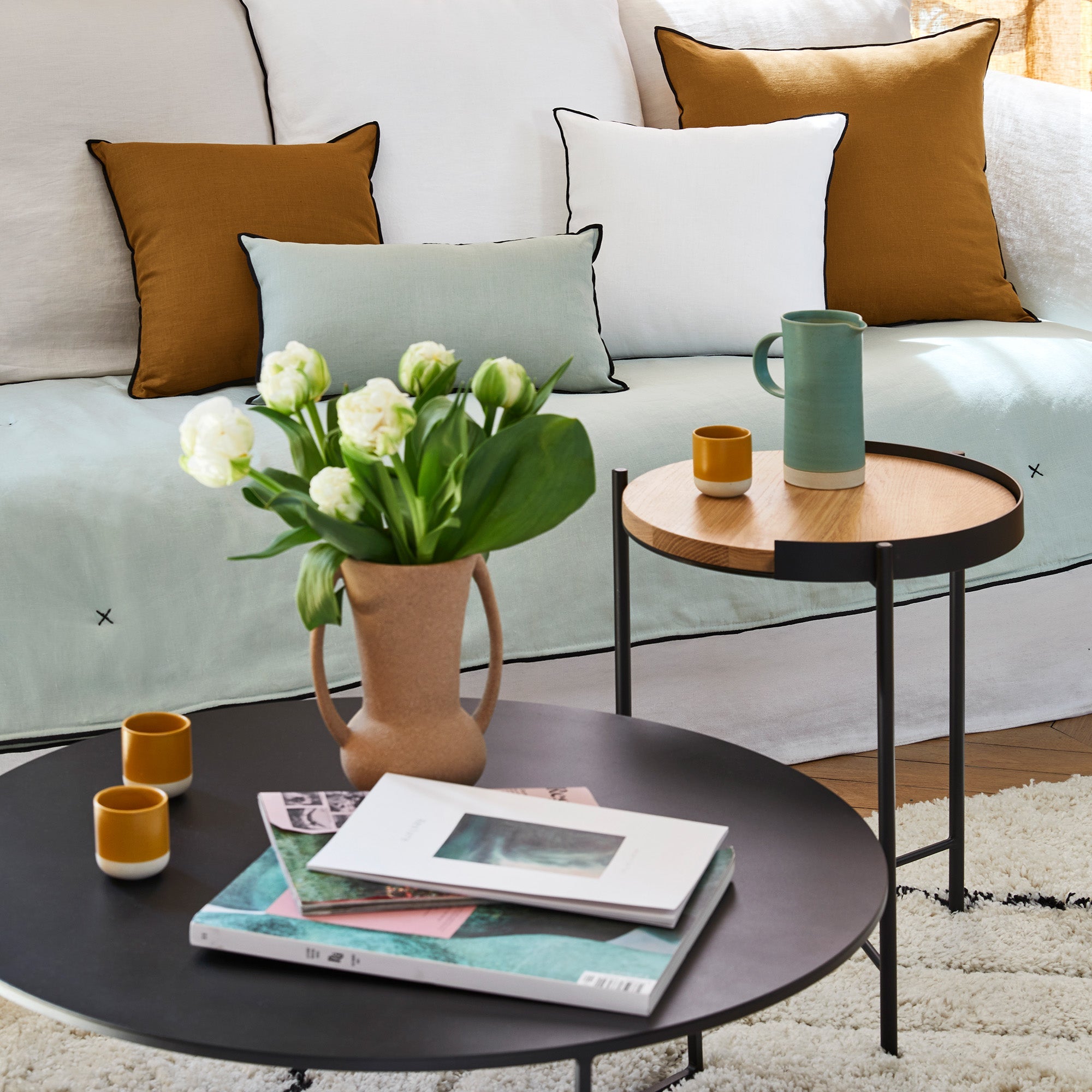 Table d'appoint ABBY bois et noir mat