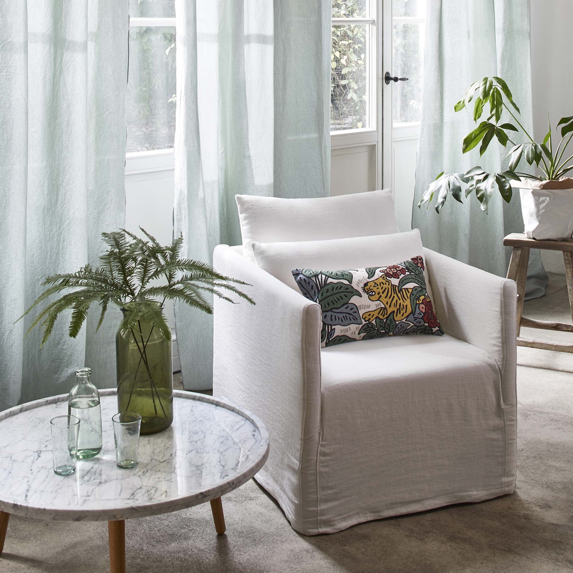 Table d'appoint FRANKA bois et blanc de carrare