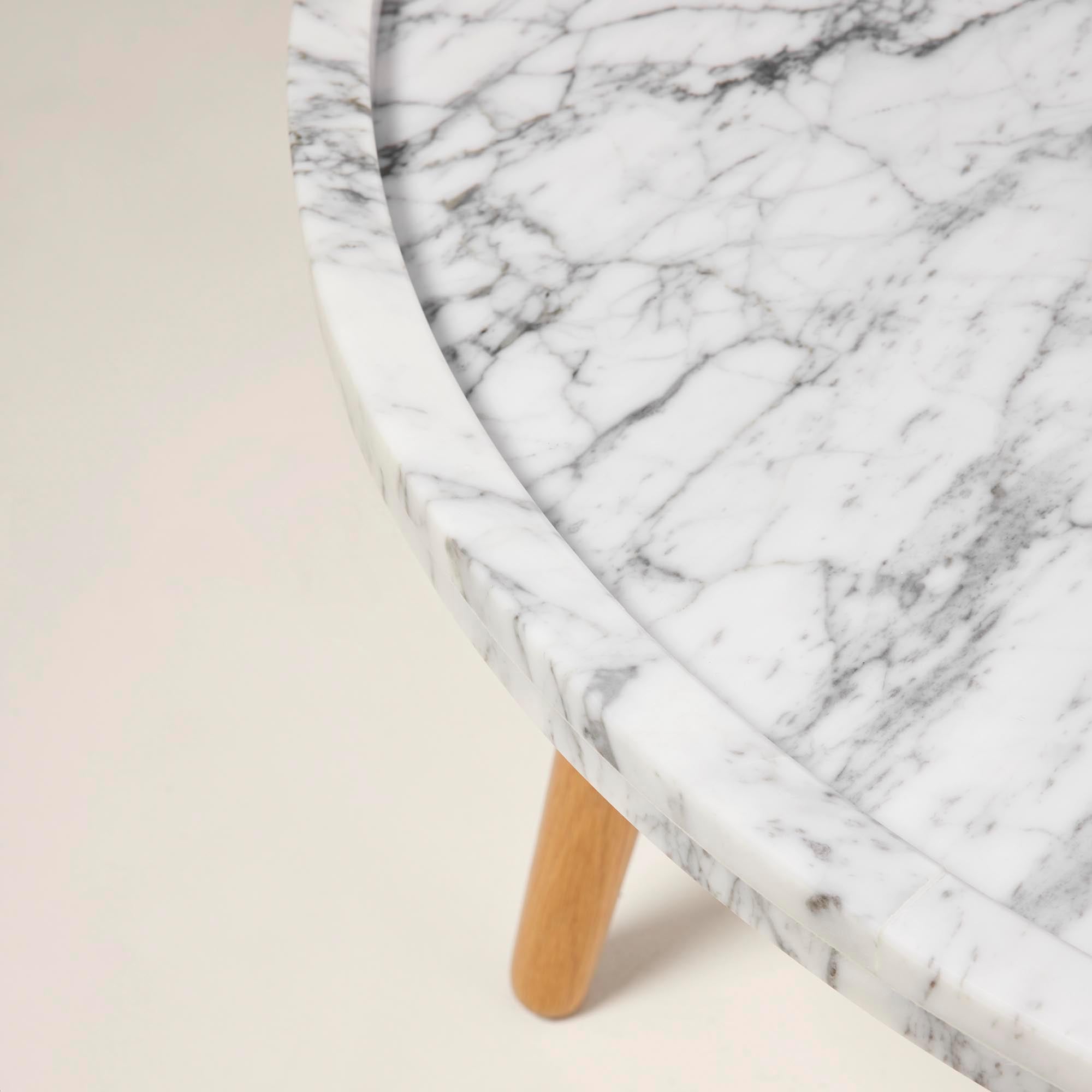 Table d'appoint FRANKA bois et blanc de carrare