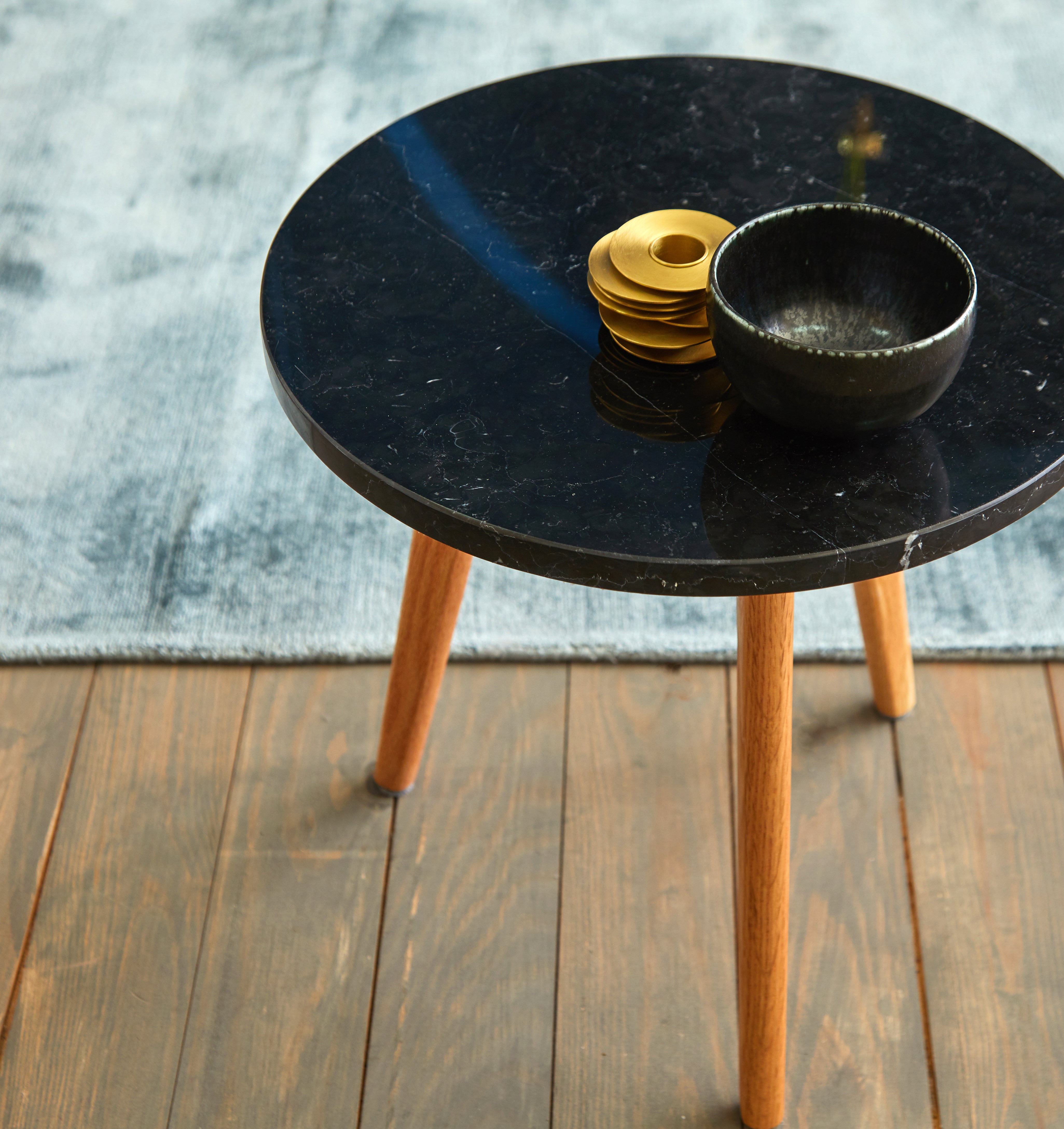 Table d'appoint LARA bois et noir de marquina