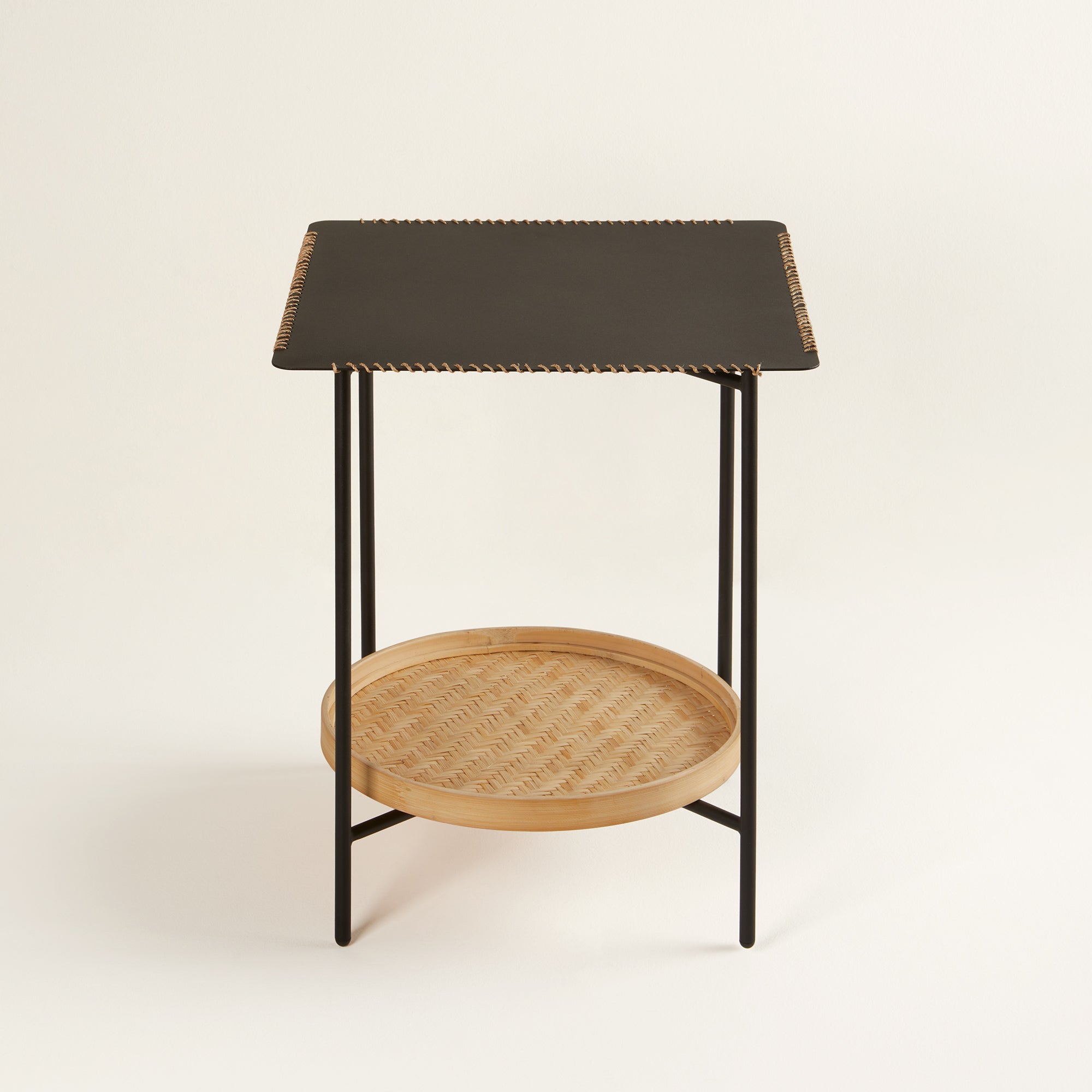 Table d'appoint RAKEL noir mat et bambou