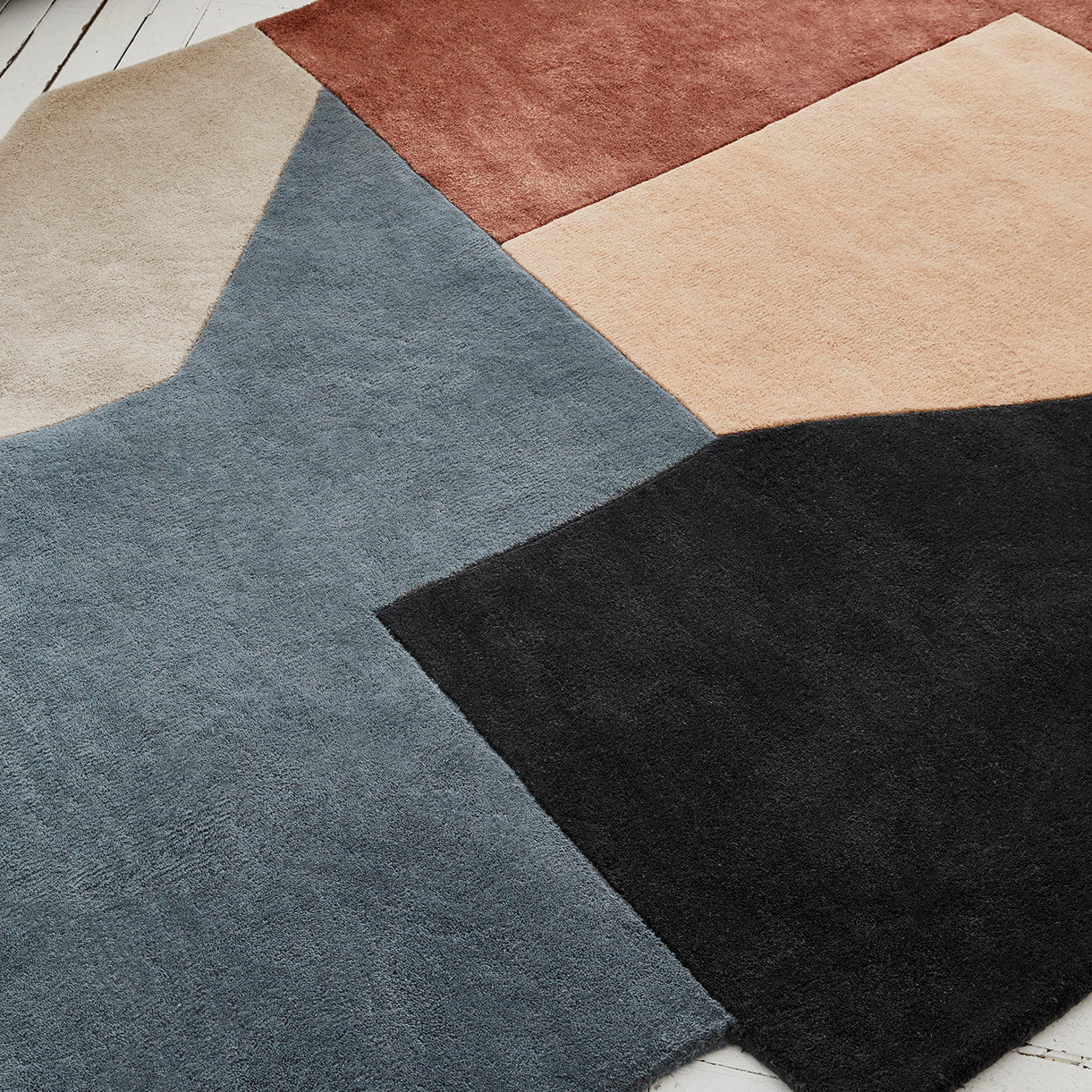 Tapis de sol ALTON ivoire bleu et argile
