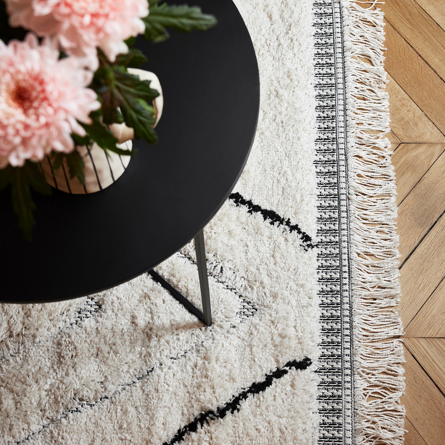 Tapis de sol AMAR ivoire et noir