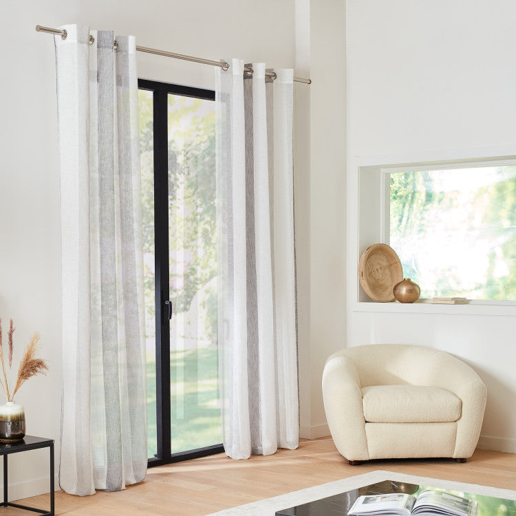 Voilage à oeillets TIMEO blanc et naturel